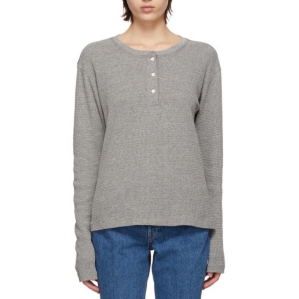 RE/DONE Grey Hanes Edition Thermal Henley